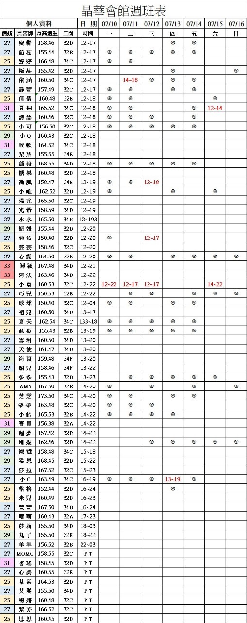 雲林按摩班表
