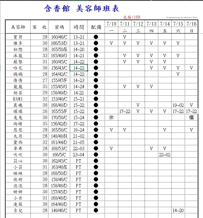 彰化按摩班表
