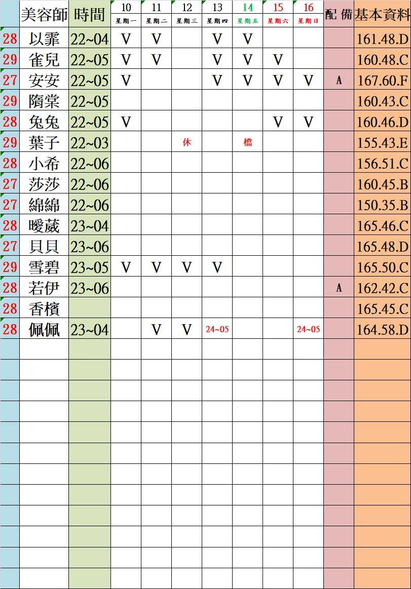 台北按摩班表